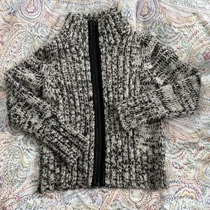 Banana Republic chunky wool-blend zip-up funnel neck cardigan